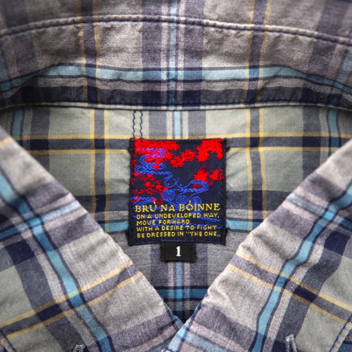 BRU NA BOINNE ボタンダウンシャツ 1 グレー チェック コットン | Vintage.City 古着屋、古着コーデ情報を発信