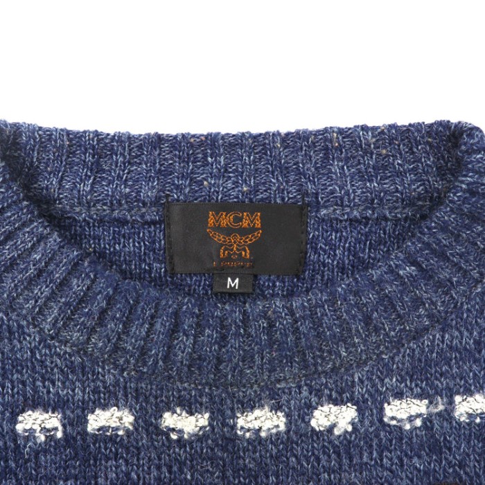 MCM 3Dニットセーター M ネイビー ウール ボーダー イタリア製 | Vintage.City 古着屋、古着コーデ情報を発信