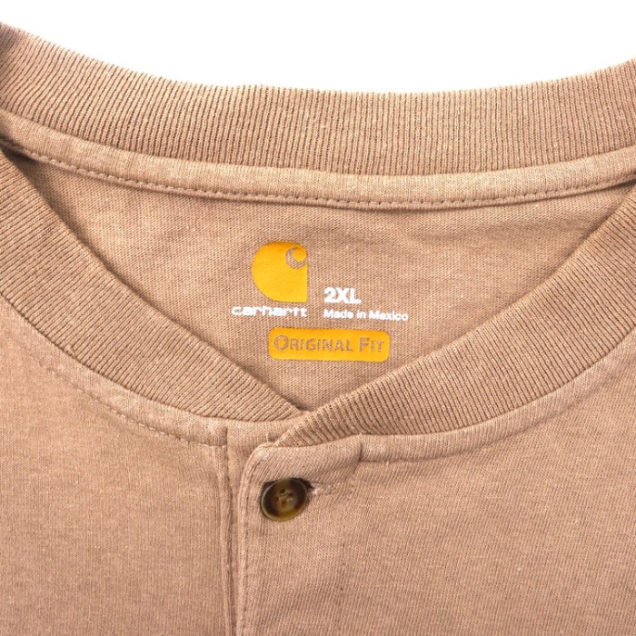 carhartt ヘンリーネックTシャツ 2XL カーキ コットン ビッグサイズ メキシコ製 | Vintage.City 古着屋、古着コーデ情報を発信