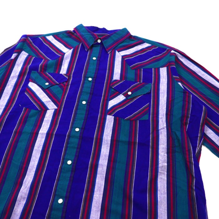 ELY CATTLEMAN ウエスタンシャツ 17.5 ブルー ストライプ 00年代 | Vintage.City 古着屋、古着コーデ情報を発信