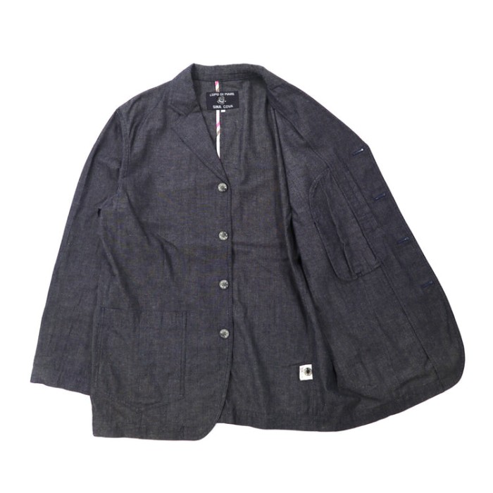 SINA COVA リネンテーラードジャケット LL ブルー 日本製 | Vintage.City 古着屋、古着コーデ情報を発信