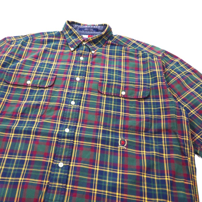 TOMMY HILFIGER ボタンダウンシャツ L グリーン チェック ビッグサイズ 90年代 | Vintage.City 古着屋、古着コーデ情報を発信
