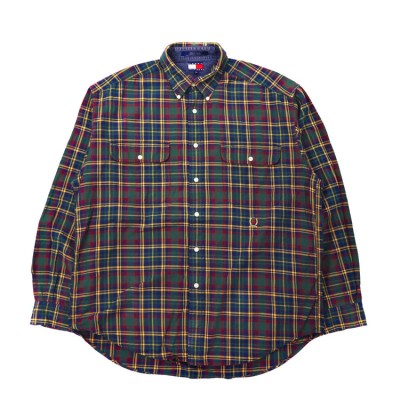TOMMY HILFIGER ボタンダウンシャツ L グリーン チェック ビッグサイズ 90年代 | Vintage.City ヴィンテージ 古着