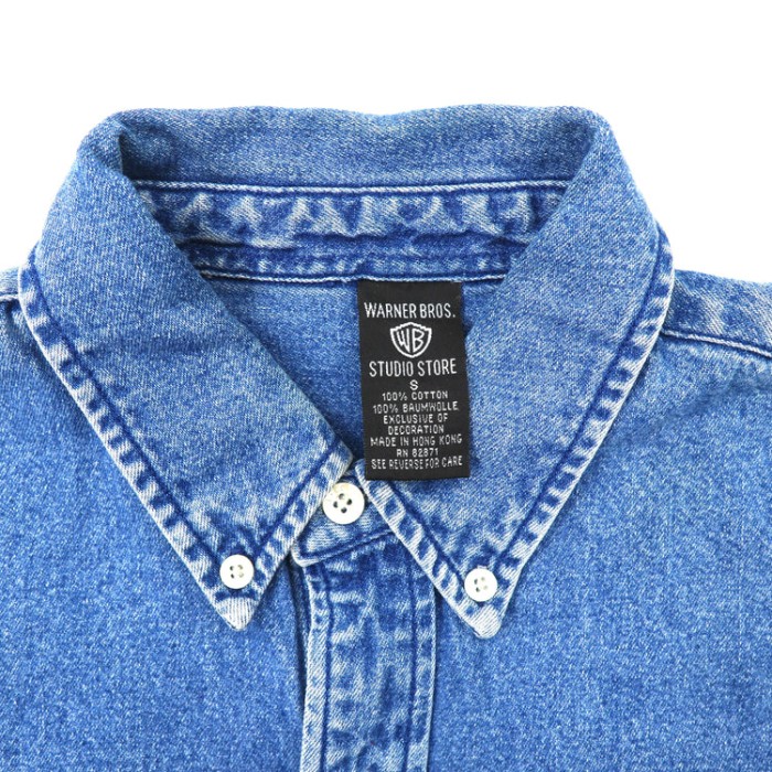 WARNER BROS. ボタンダウンシャツ S ブルー デニム LOONEY TUNES 刺繍 90年代 | Vintage.City 古着屋、古着コーデ情報を発信