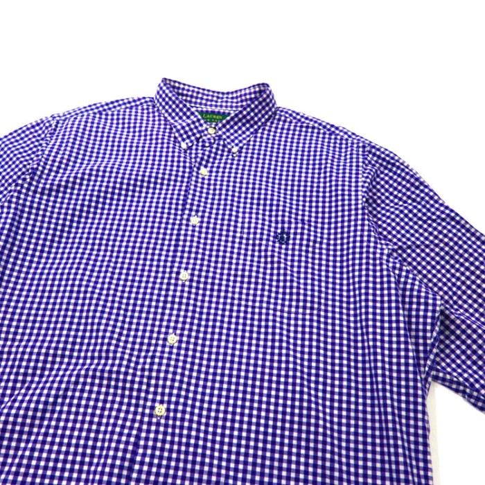 LAUREN RALPH LAUREN ボタンダウンシャツ 17.5 ブルー チェック ビッグサイズ スリランカ製 | Vintage.City 빈티지숍, 빈티지 코디 정보