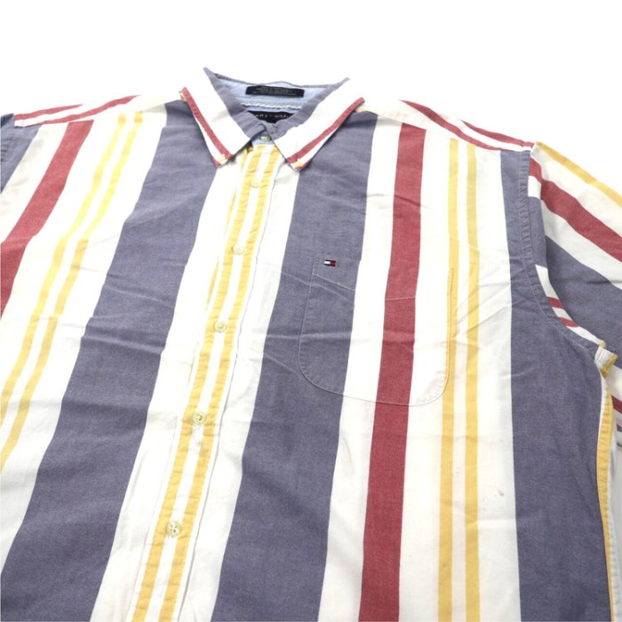 TOMMY HILFIGER ボタンダウンシャツ XXL ブルー ストライプ ビッグサイズ | Vintage.City 古着屋、古着コーデ情報を発信