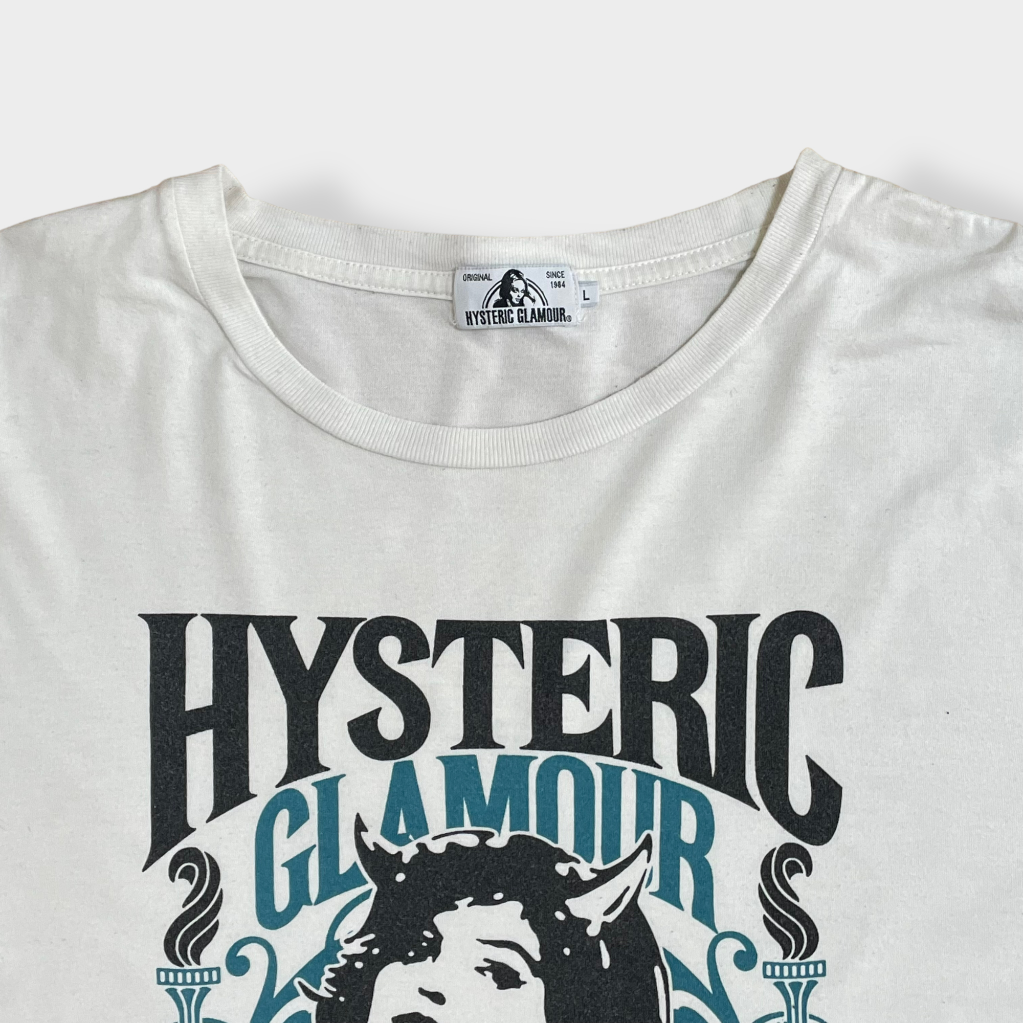 HYSTERIC GLAMOUR】日本製 ロゴ プリントTシャツ イラスト ホワイト L ヒステリックグラマー 古着 | Vintage.City