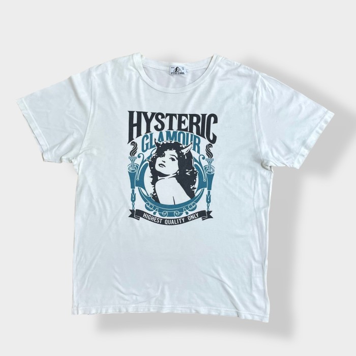 HYSTERIC GLAMOUR】日本製 ロゴ プリントTシャツ イラスト ホワイト L 
