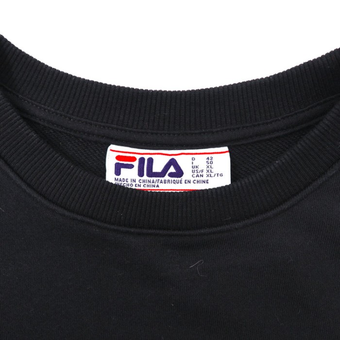 FILA クルーネックスウェット XL ブラック コットン | Vintage.City 빈티지숍, 빈티지 코디 정보