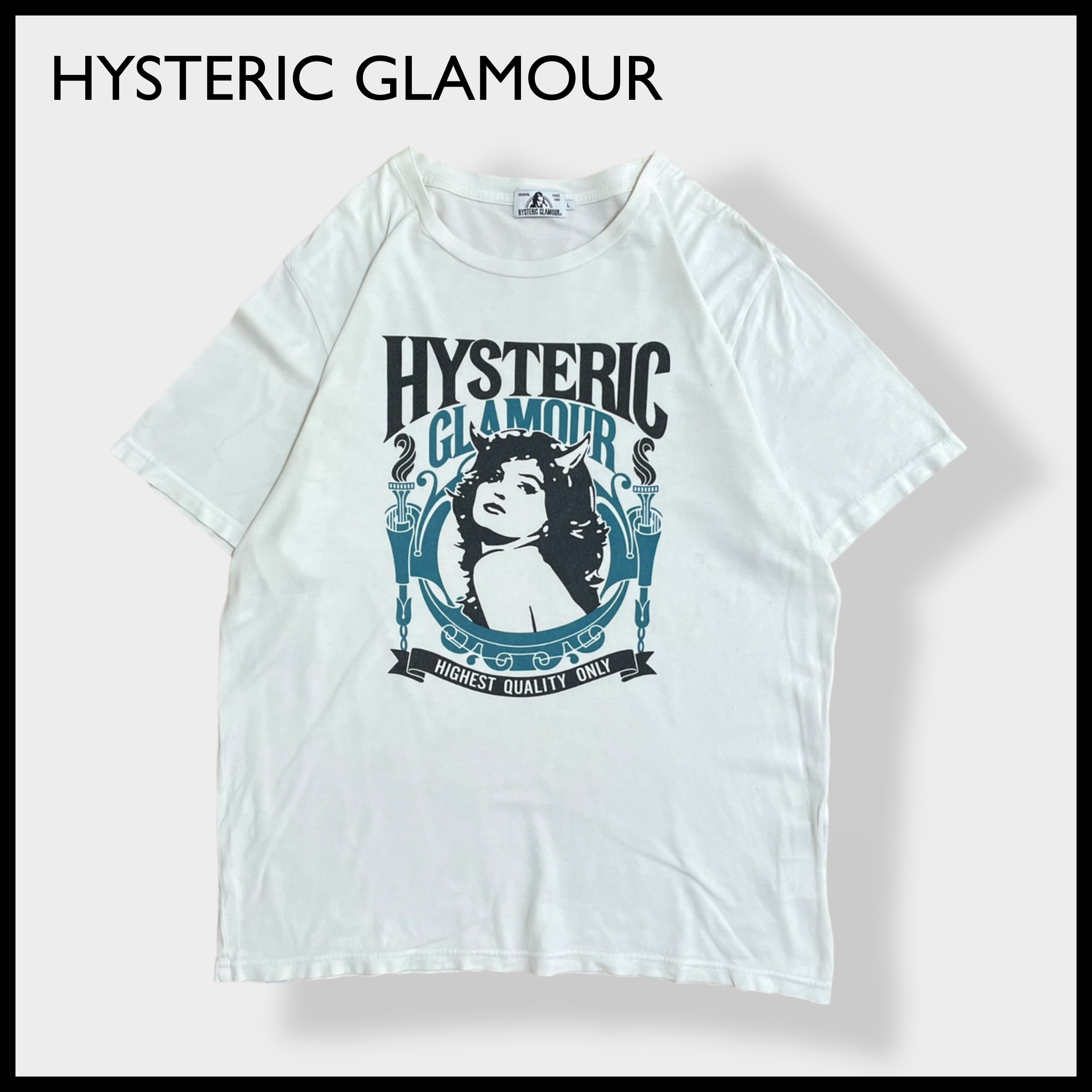 HYSTERIC GLAMOUR日本製 ロゴ プリントTシャツ イラスト ホワイト L