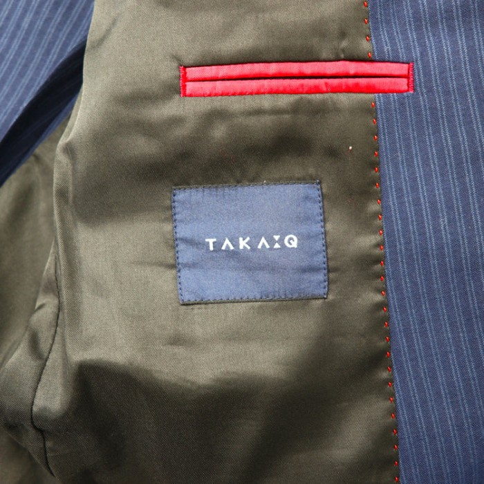 TAKA-Q スーツ セットアップ A5 ネイビー ストライプ ポリエステル | Vintage.City 古着屋、古着コーデ情報を発信