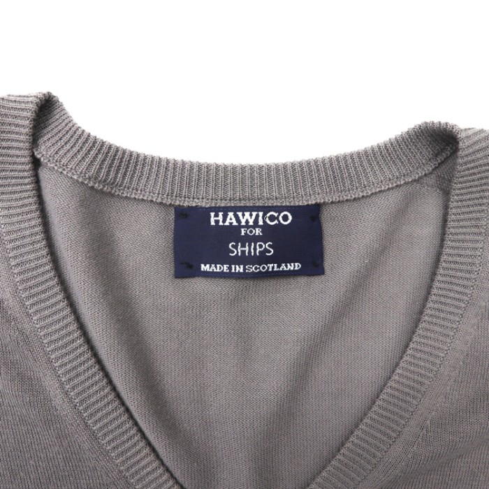 HAWICO × SHIPS Vネックニットセーター 42 グレー コットン スコットランド製 | Vintage.City 古着屋、古着コーデ情報を発信