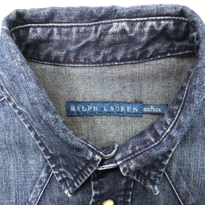 RALPH LAUREN デニムウエスタンシャツ 6 ブルー ストレッチ加工