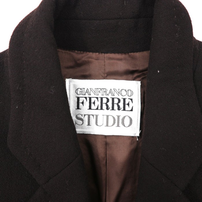 GIANFRANCO FERRE STUDIO チェスターコート 38 ブラック レーヨン イタリア製 | Vintage.City 古着屋、古着コーデ情報を発信