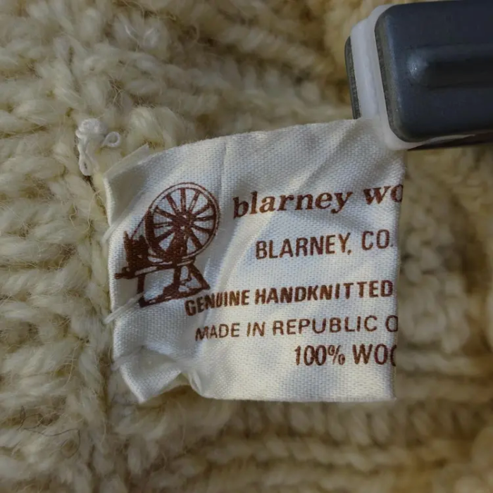アランニット フィッシャーマンニット アイボリー アイルランド製 襟 ボタン 白 | Vintage.City 古着屋、古着コーデ情報を発信