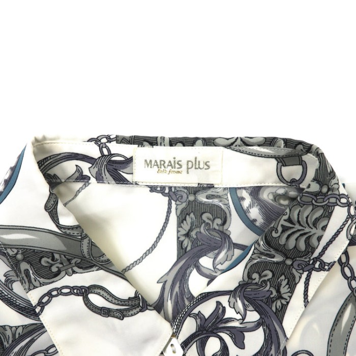 MARAIS PLUS ポリシャツ L ホワイト ポリエステル 総柄 スカーフ柄 レトロ 日本製 | Vintage.City 古着屋、古着コーデ情報を発信