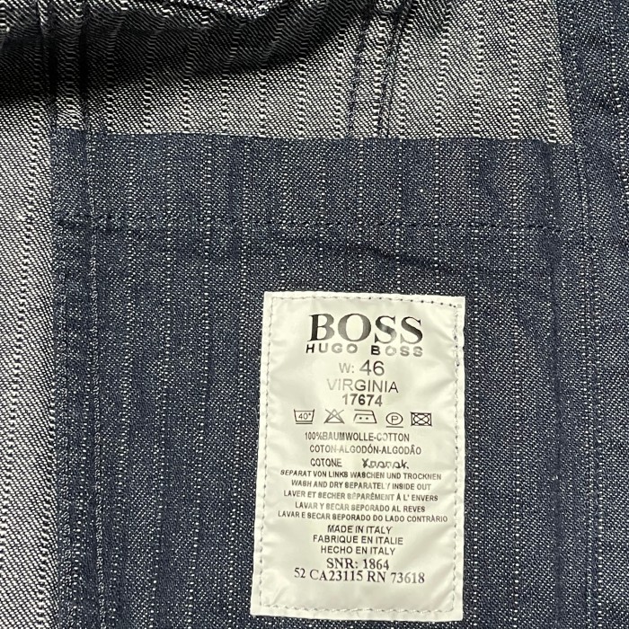 イタリア製 HUGO BOSS ストライプデニムジャケット インディゴ46サイズ | Vintage.City 古着屋、古着コーデ情報を発信