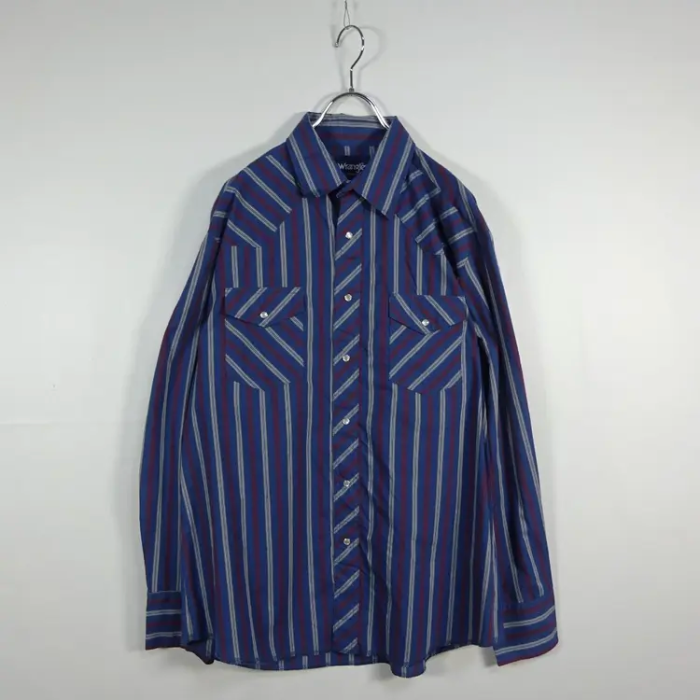 ラングラー ウエスタンシャツ L ブルー レッド ストライプ 長袖 胸ポケット | Vintage.City 古着屋、古着コーデ情報を発信