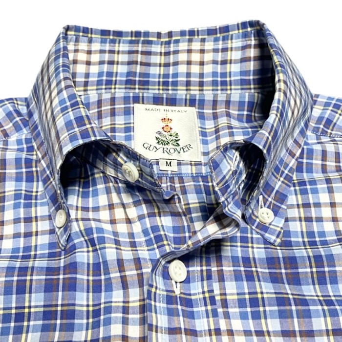 イタリア製 GUY ROVER 長袖ボタンダウンチェックシャツ ブルー Mサイズ | Vintage.City 빈티지숍, 빈티지 코디 정보