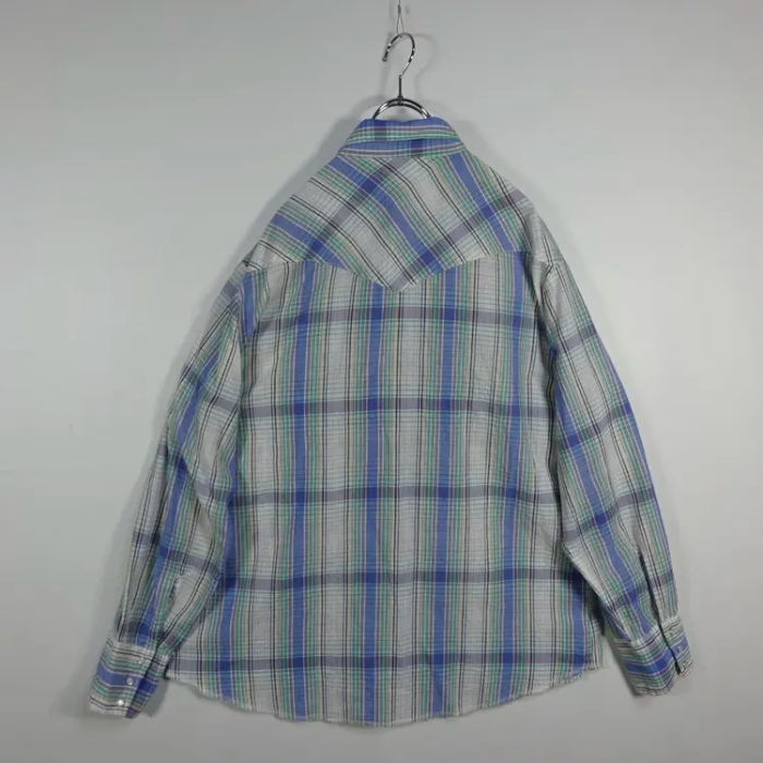 ラングラー ウエスタンシャツ パープル グリーン チェック 胸ポケット 長袖 紫 | Vintage.City 古着屋、古着コーデ情報を発信