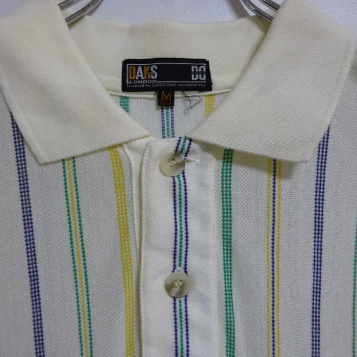 ダックス ポロシャツ M アイボリー ブルー ストライプ 日本製 半袖 カラフル | Vintage.City 古着屋、古着コーデ情報を発信