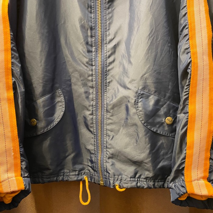 FILA ITALIA 90s オーバーサイズフルジップナイロンパーカージャケット ネイビー×オレンジ Sサイズ | Vintage.City 빈티지숍, 빈티지 코디 정보