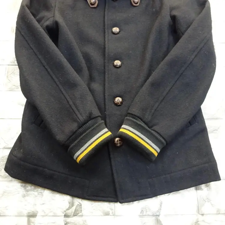 フレッドペリー ウールジャケット S ブラック 袖リブ 襟リブ 中チェック 黒