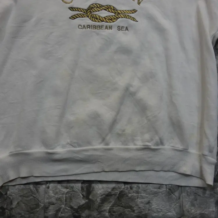 ロゴスウェット ホワイト ゴールド 胸ロゴ 刺繍ロゴ プルオーバ CAN CUN | Vintage.City 古着屋、古着コーデ情報を発信