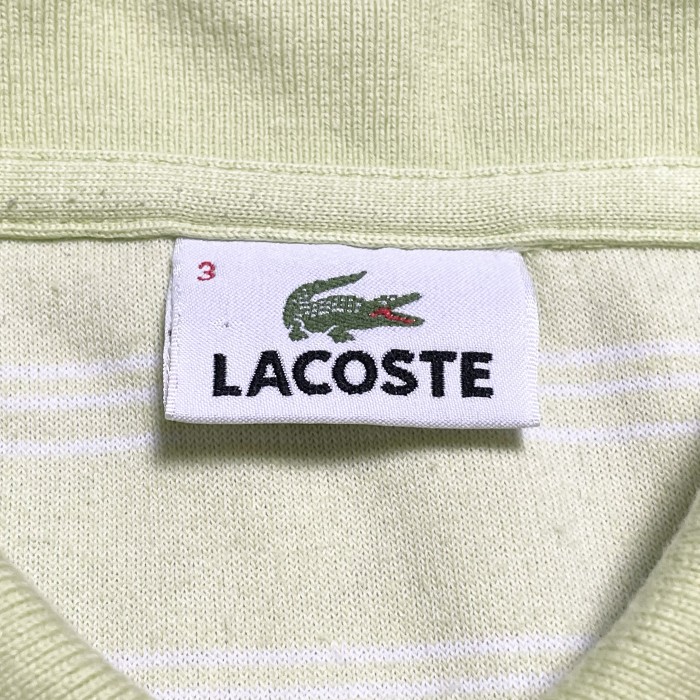 日本製 LACOSTE ボーダー柄半袖パイルポロシャツ ライムグリーン 3/S | Vintage.City 古着屋、古着コーデ情報を発信