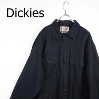 ディッキーズ ワークシャツ L ブラック 長袖 胸ポケット シンプル 黒 襟 | Vintage.City 古着屋、古着コーデ情報を発信