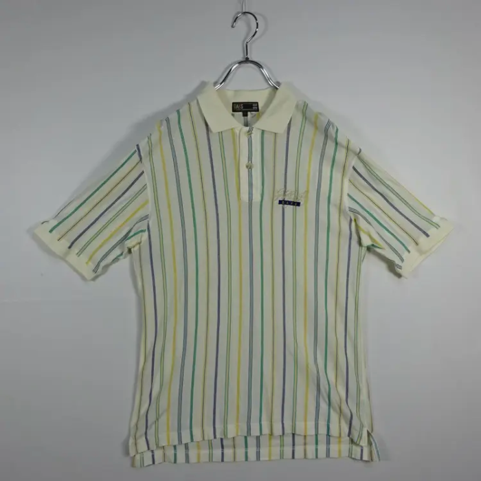 ダックス ポロシャツ M アイボリー ブルー ストライプ 日本製 半袖 カラフル | Vintage.City 빈티지숍, 빈티지 코디 정보