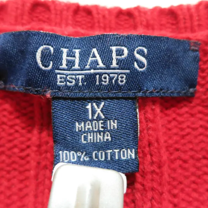 チャップス ニット レッド サイズ1X 刺繍ロゴ 金ボタン ゴールド 赤 長袖 | Vintage.City 古着屋、古着コーデ情報を発信