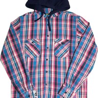 XLARGE フード付きチェック柄ネルシャツ ピンク×ブルー Lサイズ | Vintage.City 빈티지숍, 빈티지 코디 정보