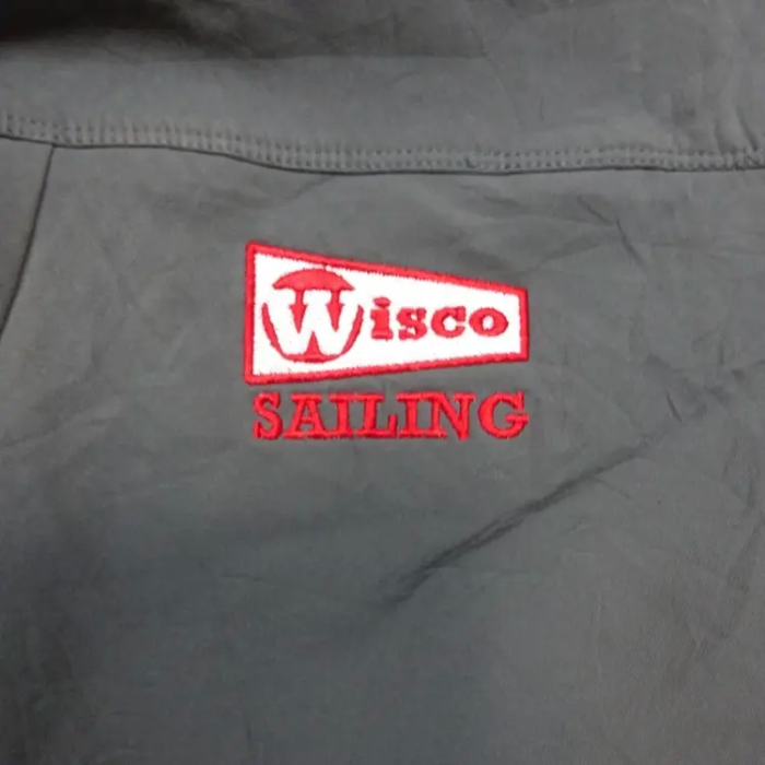 パタゴニア ナイロンブルゾン M グレー 企業ロゴ Wisco フルジップ 刺繍-