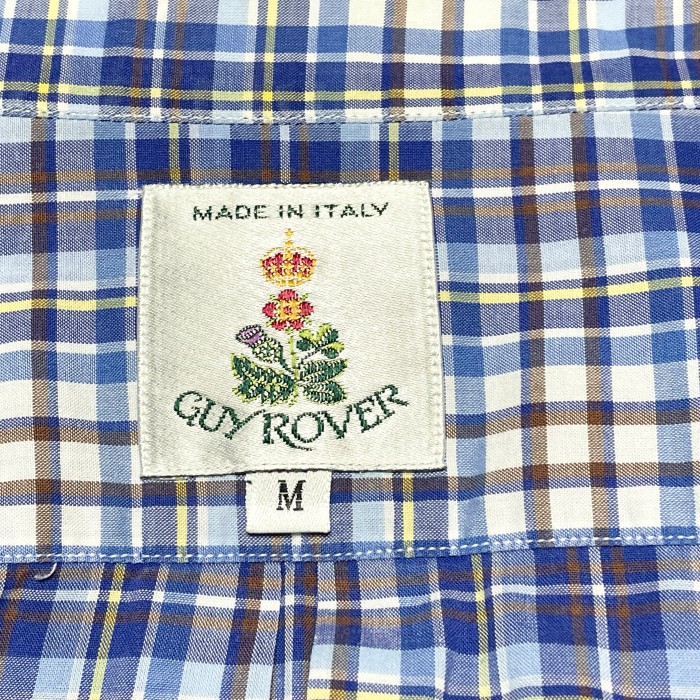 イタリア製 GUY ROVER 長袖ボタンダウンチェックシャツ ブルー Mサイズ | Vintage.City 古着屋、古着コーデ情報を発信
