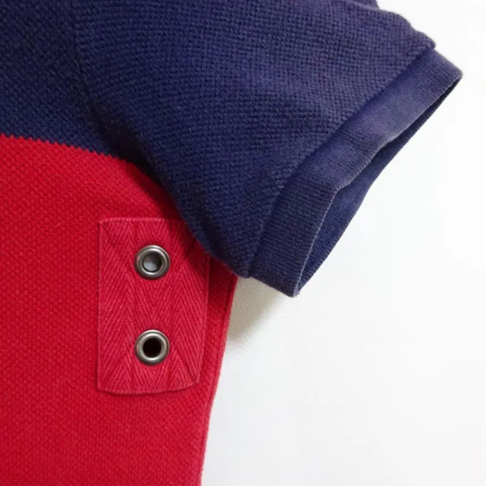 ラルフローレン ポロシャツ M ネイビー レッド ボーダー ハトメ 刺繍ロゴ 紺 | Vintage.City 古着屋、古着コーデ情報を発信