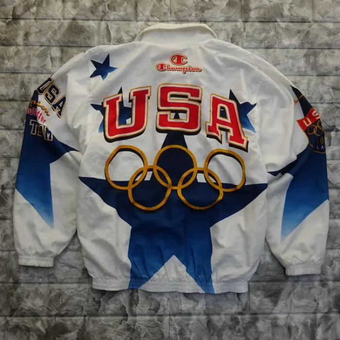 チャンピオン ブルゾン M ホワイト ブルー オリンピック USA カラフル 星 7325 | Vintage.City 古着屋、古着コーデ情報を発信