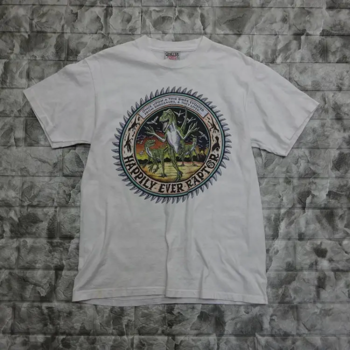 90s ヴィンテージTシャツ ジュラシックパーク ラプター 恐竜 ホワイト ...