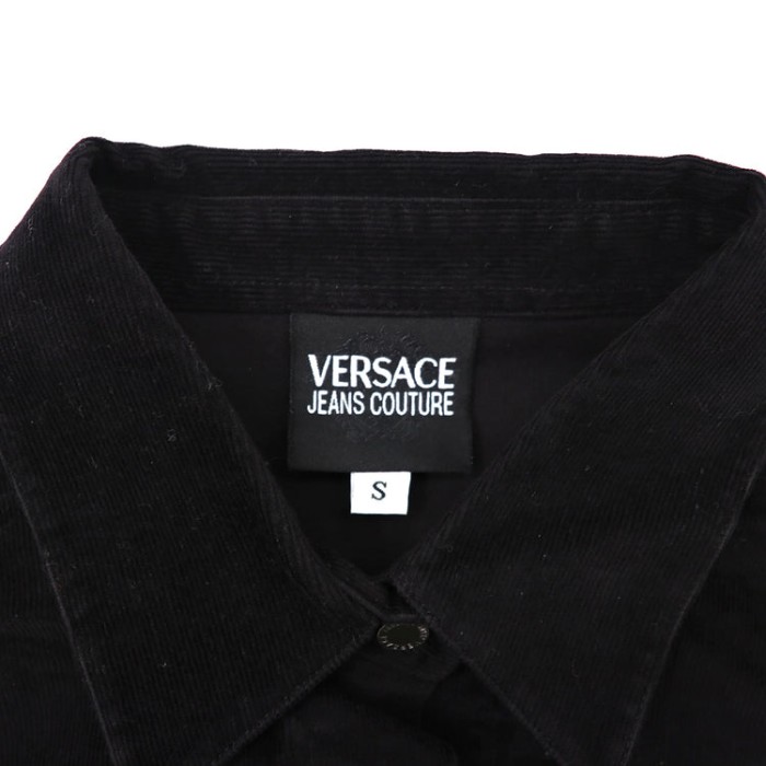 VERSACE JEANS COUTURE コーデュロイシャツ S ブラック ストレッチ加工 イタリア製 | Vintage.City 古着屋、古着コーデ情報を発信