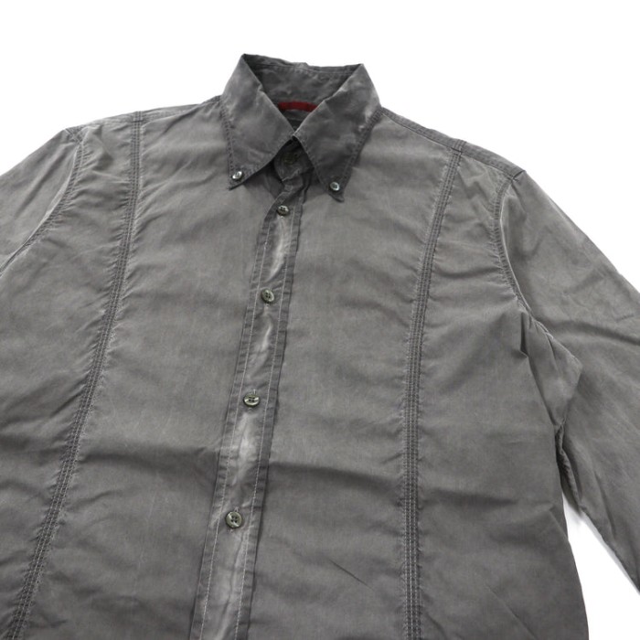 EMPORIO ARMANI ボタンダウンシャツ M グレー コットン イタリア製 | Vintage.City 古着屋、古着コーデ情報を発信