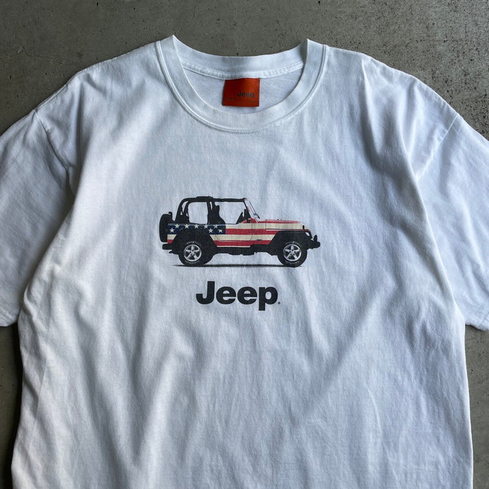 00s オールド Jeep アート イラスト プリント Tシャツ L 車 企業
