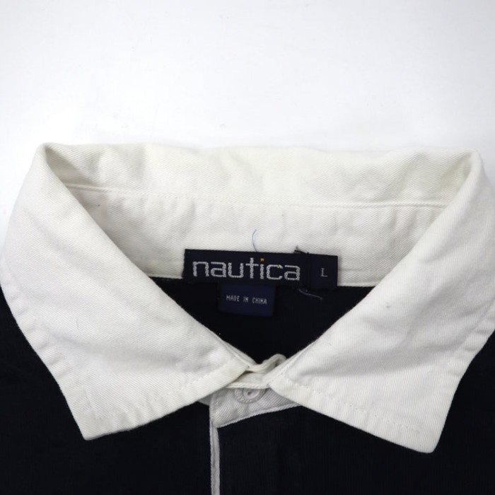 nautica ラガーシャツ L ネイビー コットン ビッグサイズ  袖ロゴ バックプリント 90年代 | Vintage.City 빈티지숍, 빈티지 코디 정보