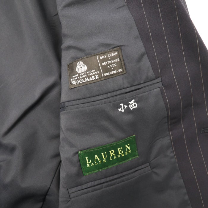 LAUREN RALPH LAUREN 2Bスーツ セットアップ XL ネイビー ストライプ ウール カナダ製 | Vintage.City 古着屋、古着コーデ情報を発信