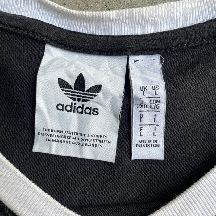 adidas ORIGINALS アディダス オリジナルス トレフォイルロゴ ワンポイントロゴ 刺繍 リンガーTシャツ メンズL | Vintage.City 古着屋、古着コーデ情報を発信