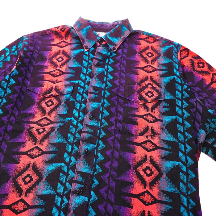 WRANGLER ボタンダウンシャツ XL ブルー コットン ネイティブ柄 90年代 | Vintage.City 빈티지숍, 빈티지 코디 정보