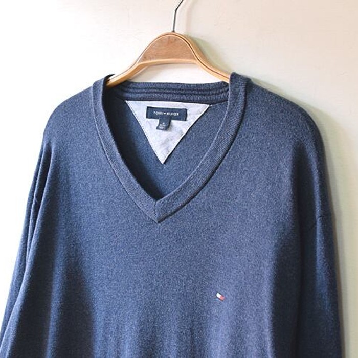 トミーヒルフィガー コットンニット セーター ネイビー XL @CH0715 | Vintage.City 古着屋、古着コーデ情報を発信