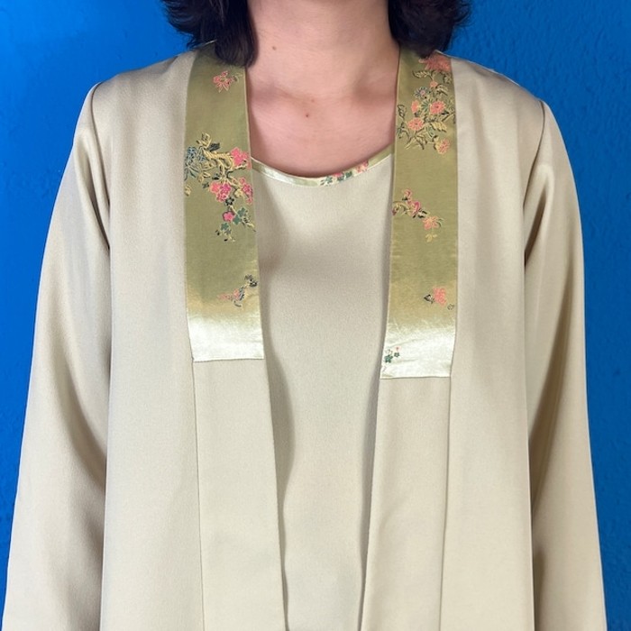 80-90s Japanese Pattern Haori Jacket + Dress 2 Piece Set / Vintage ヴィンテージ 羽織 セットアップ セットアイテム 和柄 古着 set up | Vintage.City 古着屋、古着コーデ情報を発信