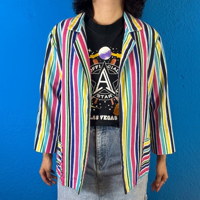 80-90s Colorful Striped Jacket / Made In USA Vintage ヴィンテージ