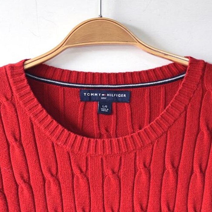 トミーヒルフィガー ゴルフ コットンニット セーター 赤色 L @CH0699 | Vintage.City 빈티지숍, 빈티지 코디 정보
