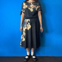 70s JC Penney Flower Black Dress | Vintage.City 빈티지숍, 빈티지 코디 정보